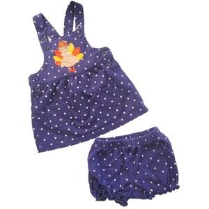 6M Carter's turkey polka dot jumper dress and bloomers